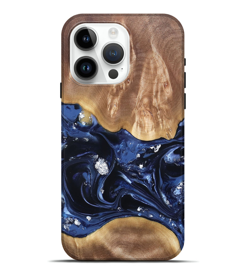 iPhone 15 Pro Max Wood Live Edge Phone Case - Cortney (Blue, 820809)