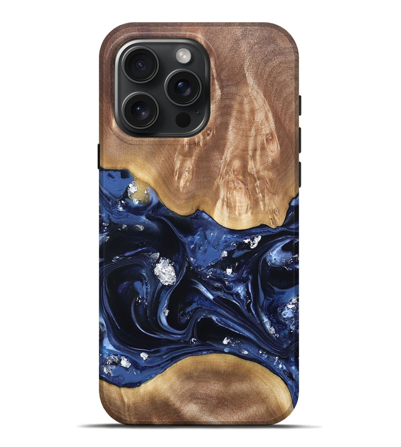 iPhone 16 Pro Max Wood Live Edge Phone Case - Cortney (Blue, 820809)