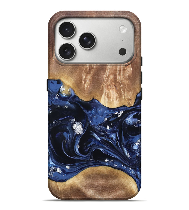 iPhone 17 Pro Max Wood Live Edge Phone Case - Cortney (Blue, 820809)