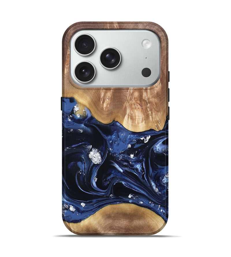 iPhone 18 Pro Wood Live Edge Phone Case - Cortney (Blue, 820809)