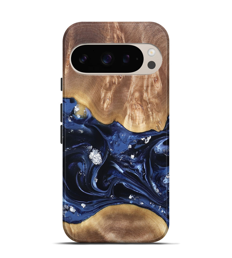 Pixel 9 Pro Wood Live Edge Phone Case - Cortney (Blue, 820809)