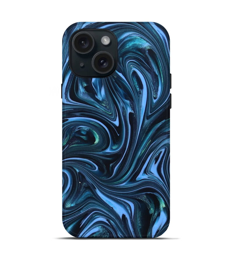 iPhone 15 ResinArt Live Edge Phone Case - Amy (Blue, 820810)