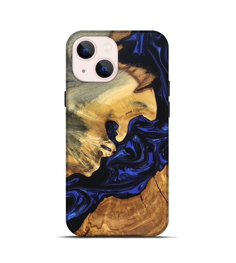 iPhone 13 mini Wood Live Edge Phone Case - Ayah (Blue, 820811)