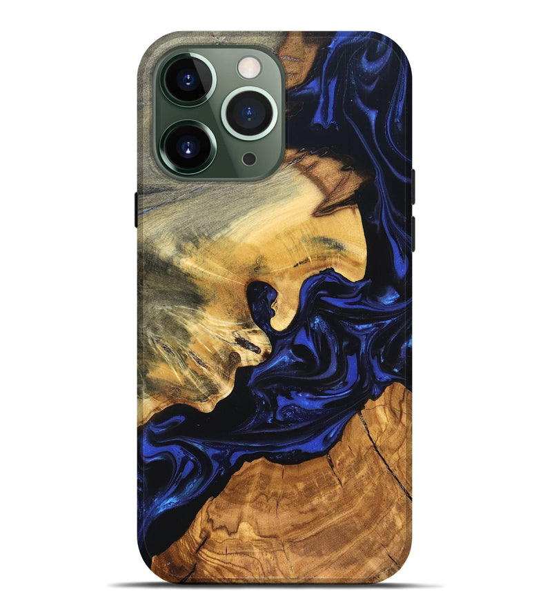 iPhone 13 Pro Max Wood Live Edge Phone Case - Ayah (Blue, 820811)