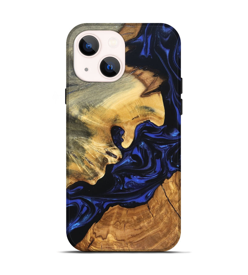 iPhone 14 Wood Live Edge Phone Case - Ayah (Blue, 820811)