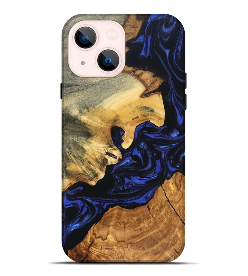 iPhone 14 Plus Wood Live Edge Phone Case - Ayah (Blue, 820811)