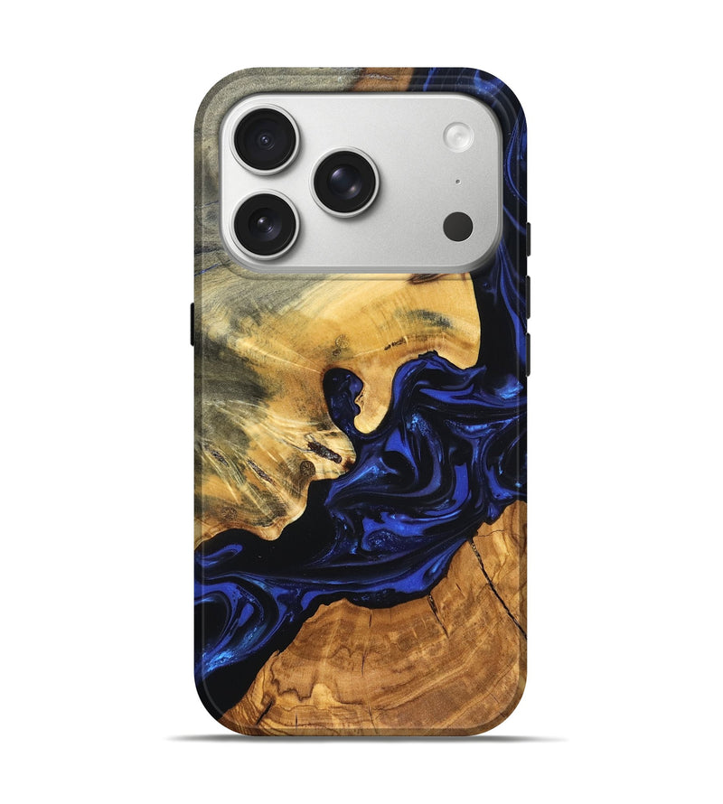 iPhone 17 Pro Wood Live Edge Phone Case - Ayah (Blue, 820811)
