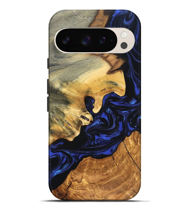 Pixel 9 Pro XL Wood Live Edge Phone Case - Ayah (Blue, 820811)