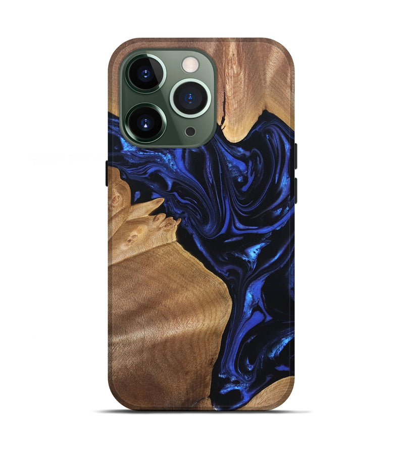 iPhone 13 Pro Wood Live Edge Phone Case - Lorena (Blue, 820813)