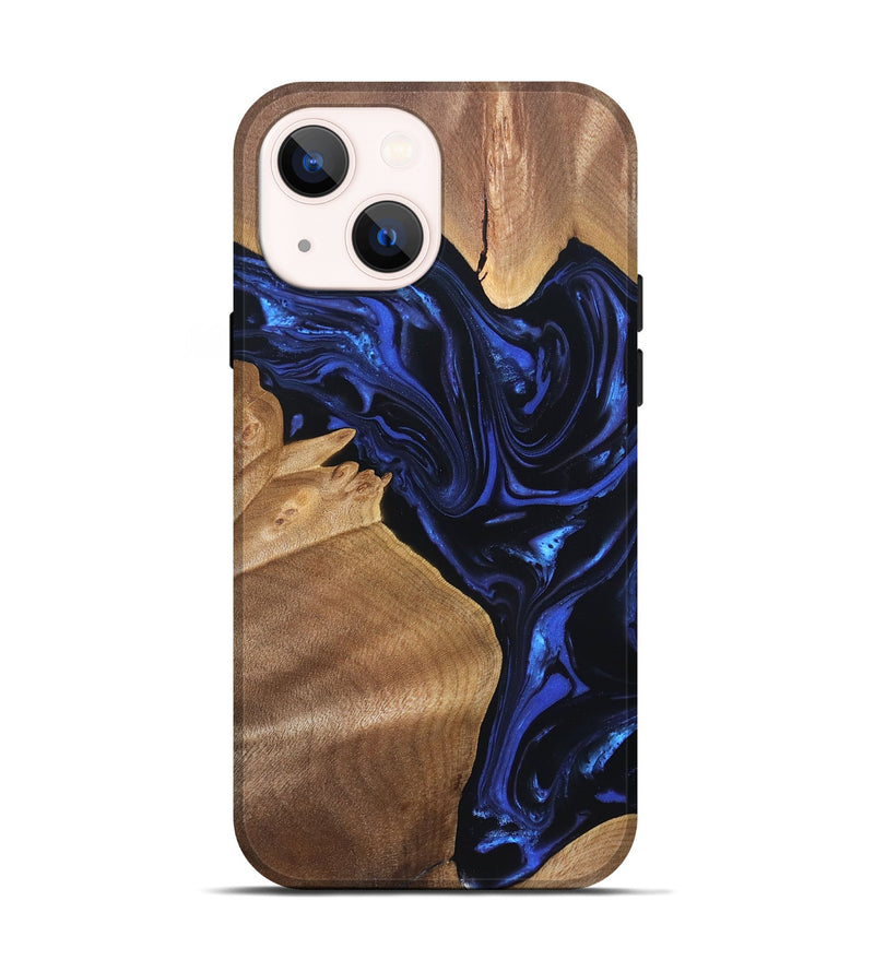 iPhone 14 Wood Live Edge Phone Case - Lorena (Blue, 820813)