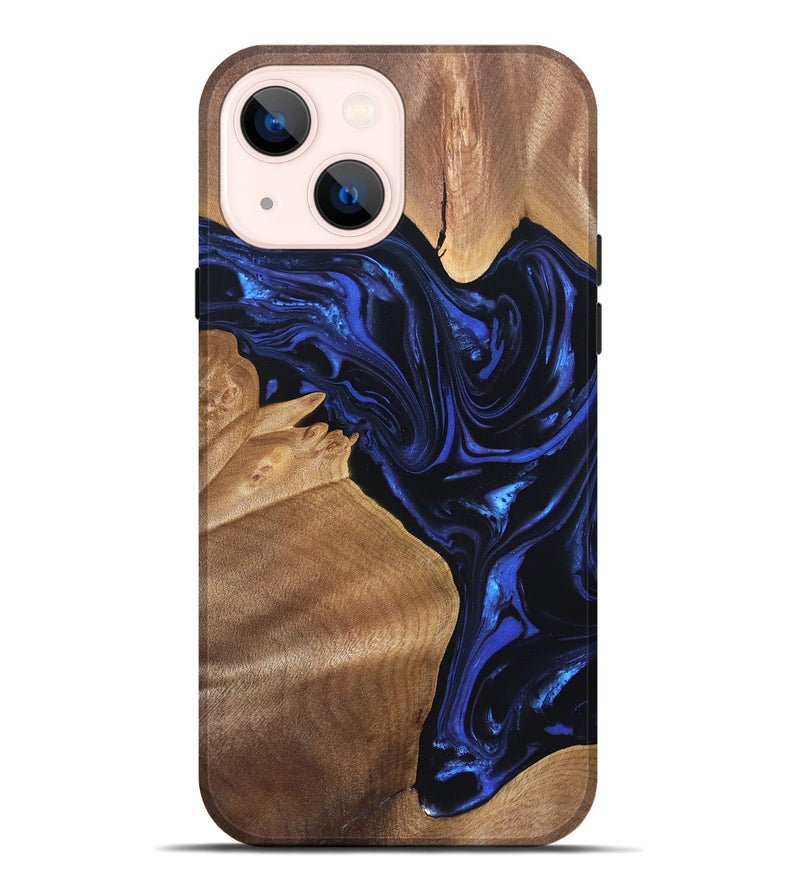iPhone 14 Plus Wood Live Edge Phone Case - Lorena (Blue, 820813)