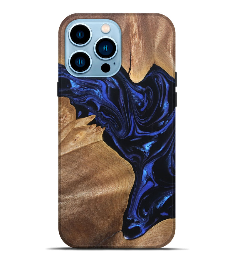 iPhone 14 Pro Max Wood Live Edge Phone Case - Lorena (Blue, 820813)