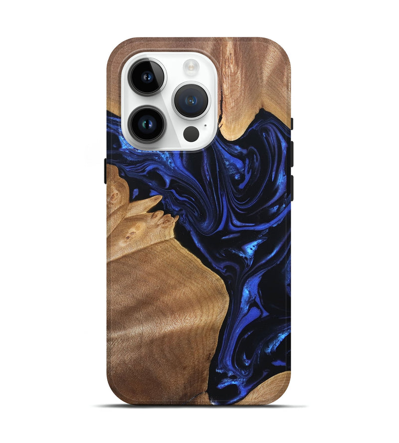 iPhone 15 Pro Wood Live Edge Phone Case - Lorena (Blue, 820813)