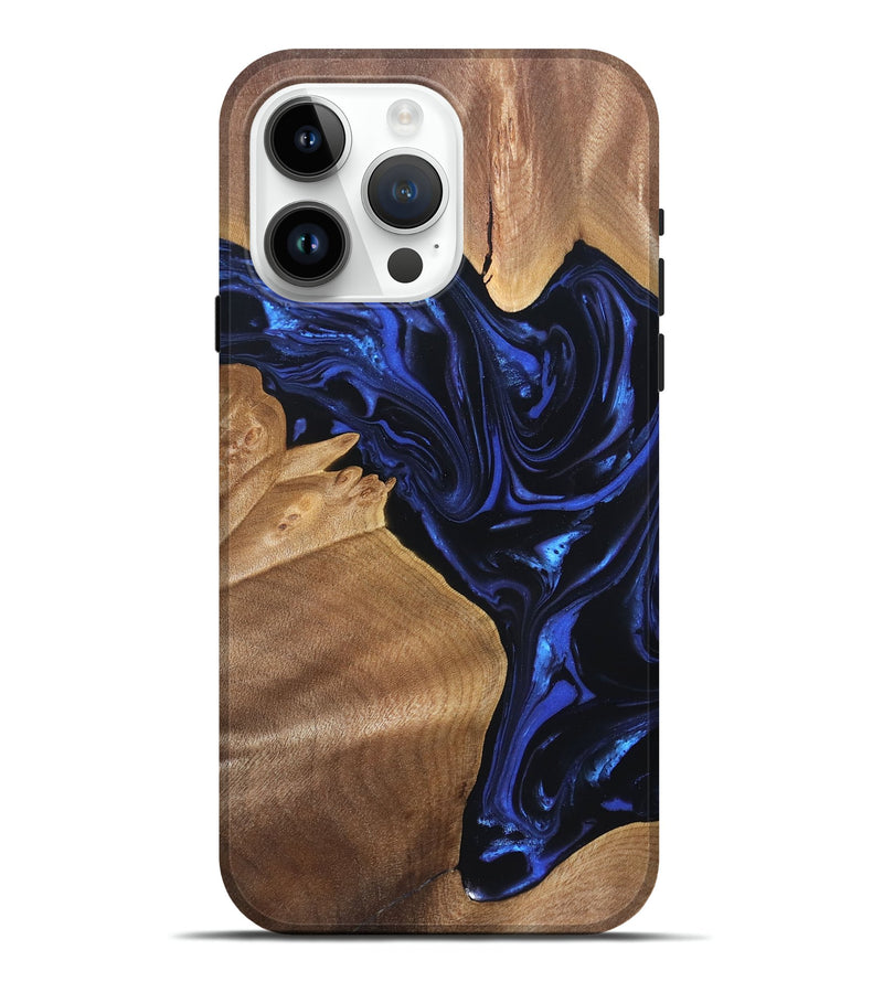 iPhone 15 Pro Max Wood Live Edge Phone Case - Lorena (Blue, 820813)
