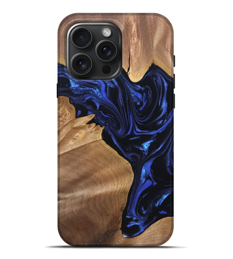 iPhone 16 Pro Max Wood Live Edge Phone Case - Lorena (Blue, 820813)