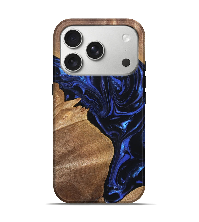 iPhone 17 Pro Wood Live Edge Phone Case - Lorena (Blue, 820813)