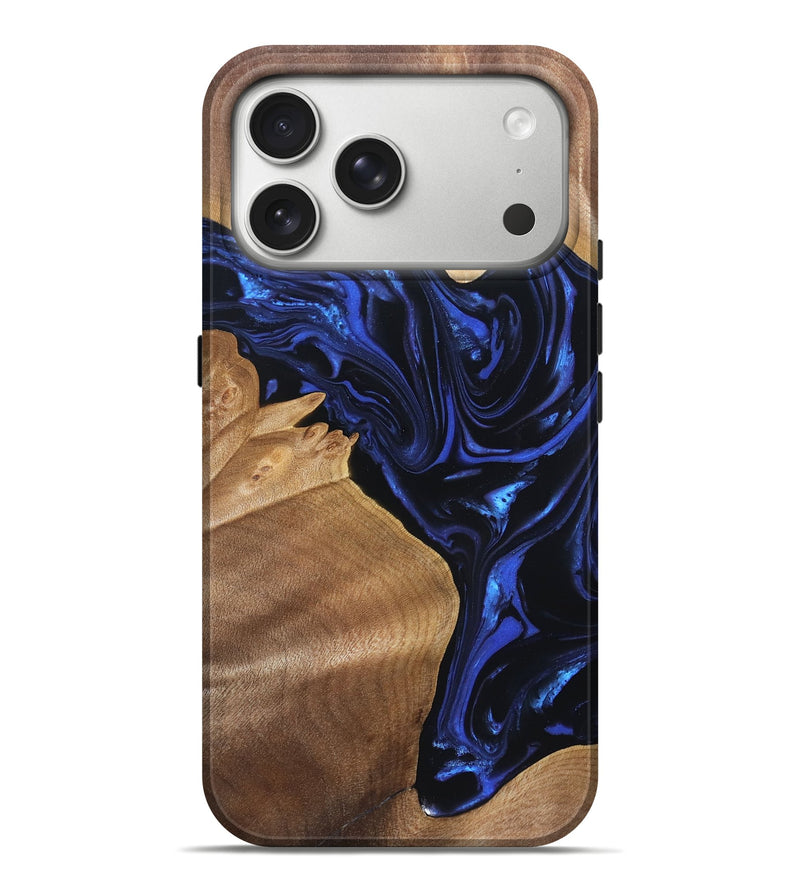 iPhone 17 Pro Max Wood Live Edge Phone Case - Lorena (Blue, 820813)
