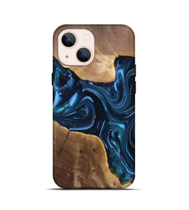 iPhone 13 mini Wood Live Edge Phone Case - Breana (Blue, 820816)