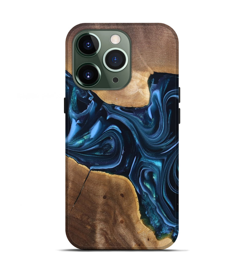 iPhone 13 Pro Wood Live Edge Phone Case - Breana (Blue, 820816)
