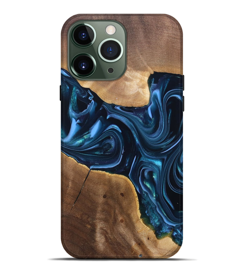 iPhone 13 Pro Max Wood Live Edge Phone Case - Breana (Blue, 820816)