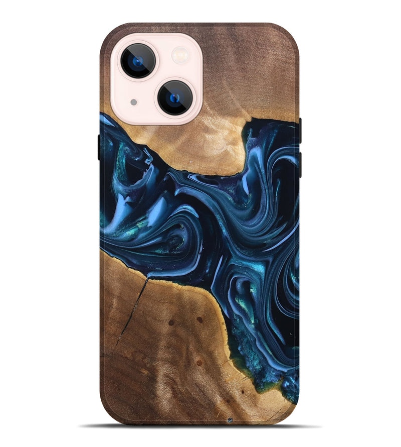 iPhone 14 Plus Wood Live Edge Phone Case - Breana (Blue, 820816)