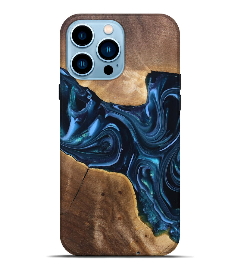 iPhone 14 Pro Max Wood Live Edge Phone Case - Breana (Blue, 820816)