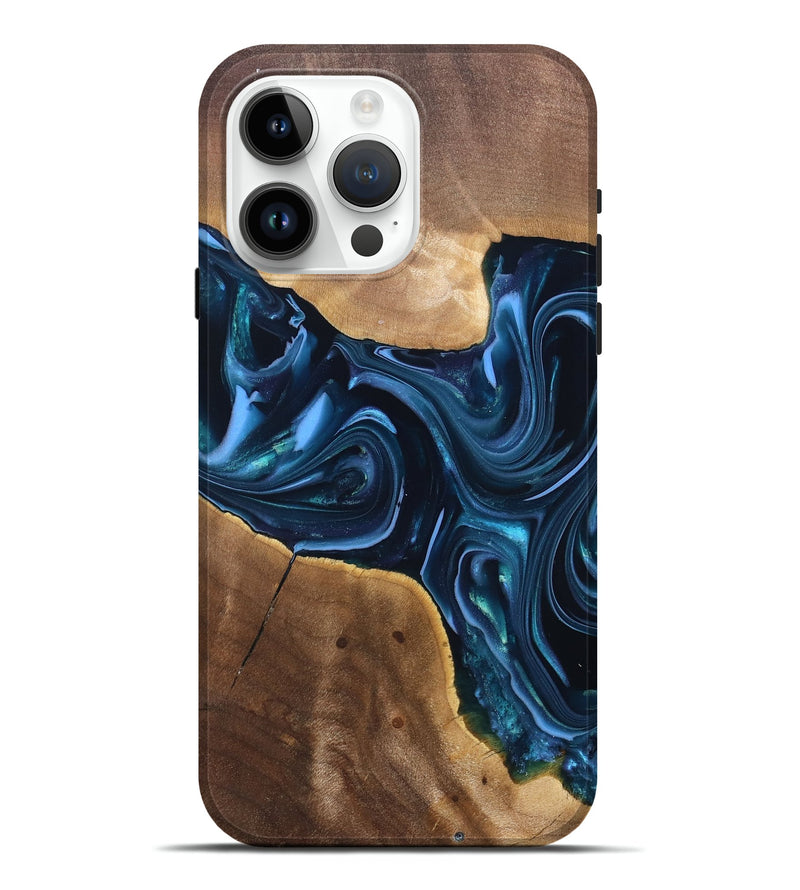 iPhone 15 Pro Max Wood Live Edge Phone Case - Breana (Blue, 820816)