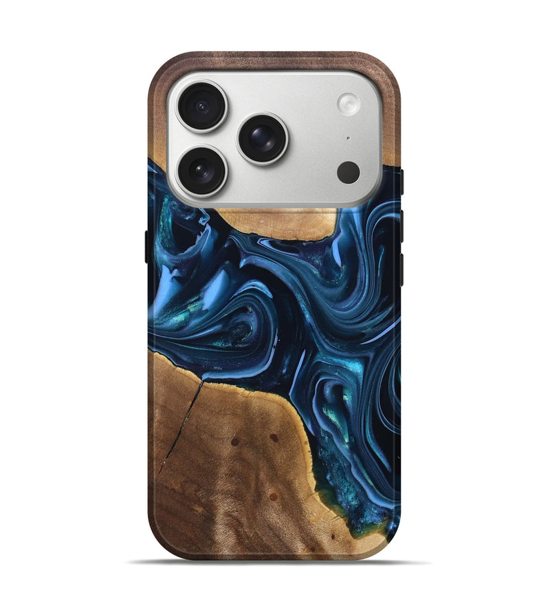iPhone 17 Pro Wood Live Edge Phone Case - Breana (Blue, 820816)