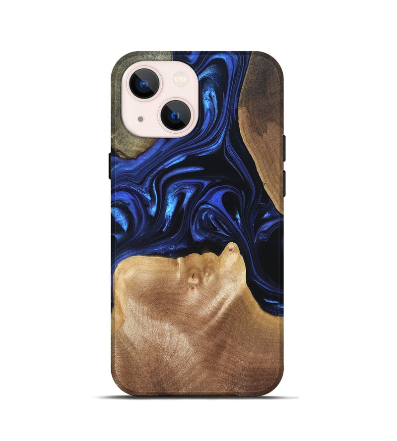 iPhone 13 mini Wood Live Edge Phone Case - Vonda (Blue, 820820)