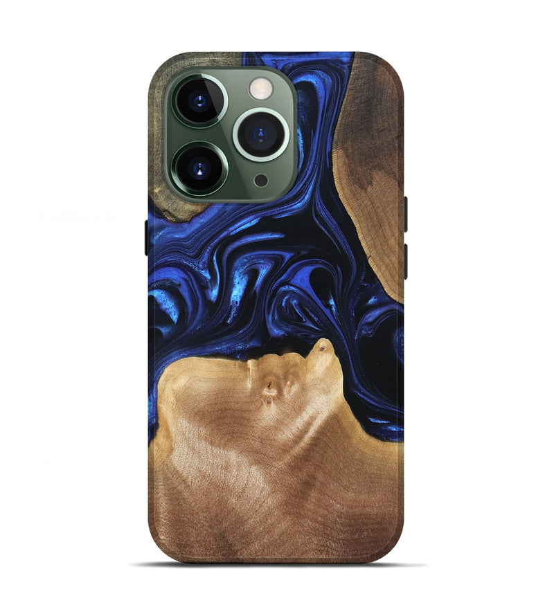 iPhone 13 Pro Wood Live Edge Phone Case - Vonda (Blue, 820820)