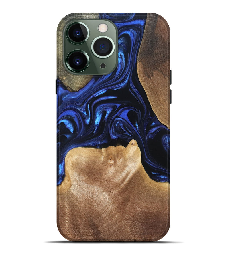 iPhone 13 Pro Max Wood Live Edge Phone Case - Vonda (Blue, 820820)