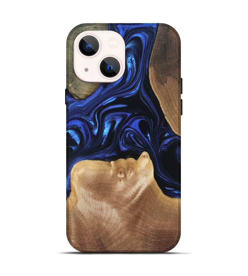 iPhone 14 Wood Live Edge Phone Case - Vonda (Blue, 820820)