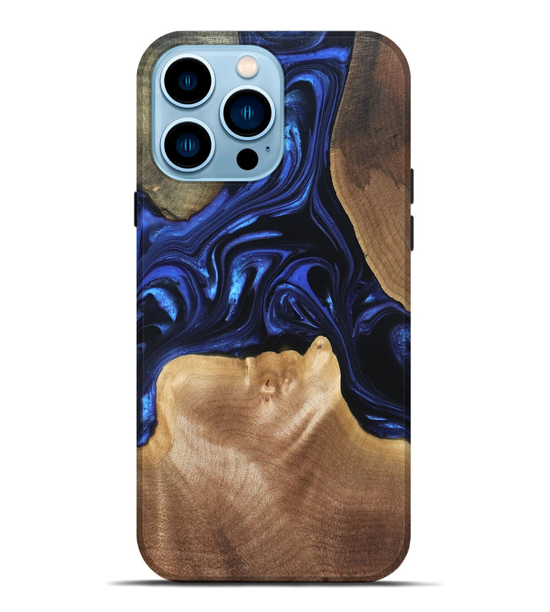 iPhone 14 Pro Max Wood Live Edge Phone Case - Vonda (Blue, 820820)