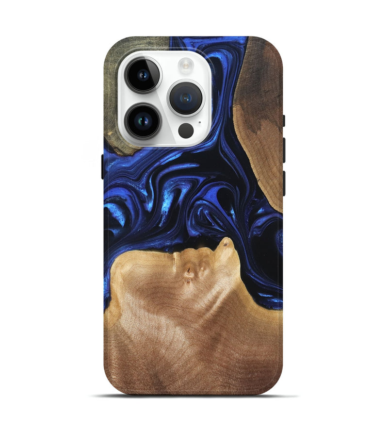 iPhone 15 Pro Wood Live Edge Phone Case - Vonda (Blue, 820820)