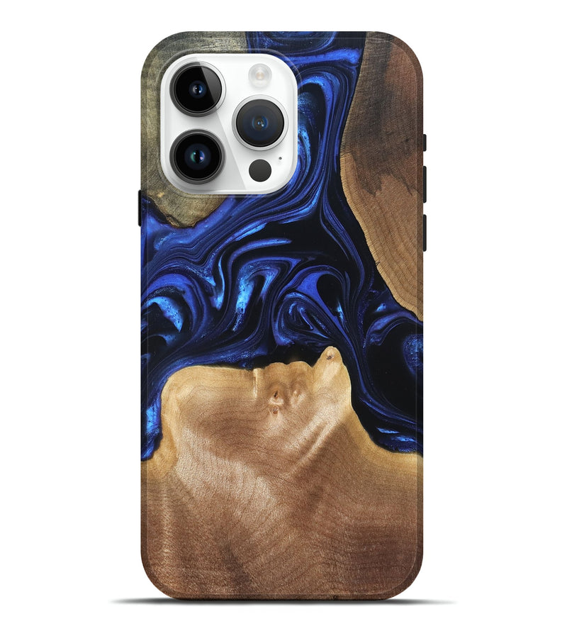 iPhone 15 Pro Max Wood Live Edge Phone Case - Vonda (Blue, 820820)