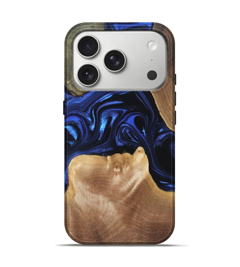 iPhone 17 Pro Wood Live Edge Phone Case - Vonda (Blue, 820820)