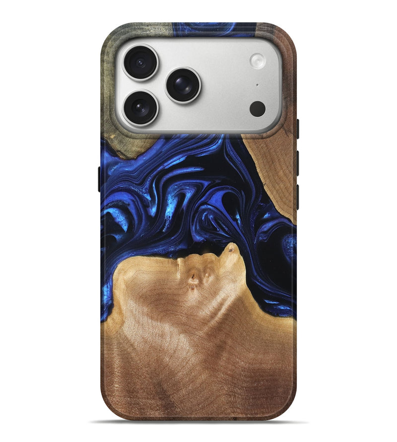 iPhone 17 Pro Max Wood Live Edge Phone Case - Vonda (Blue, 820820)