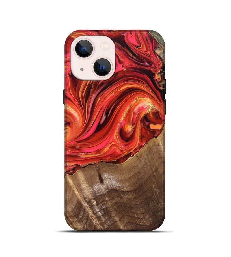 iPhone 13 mini Wood Live Edge Phone Case - Valarie (Red, 820828)