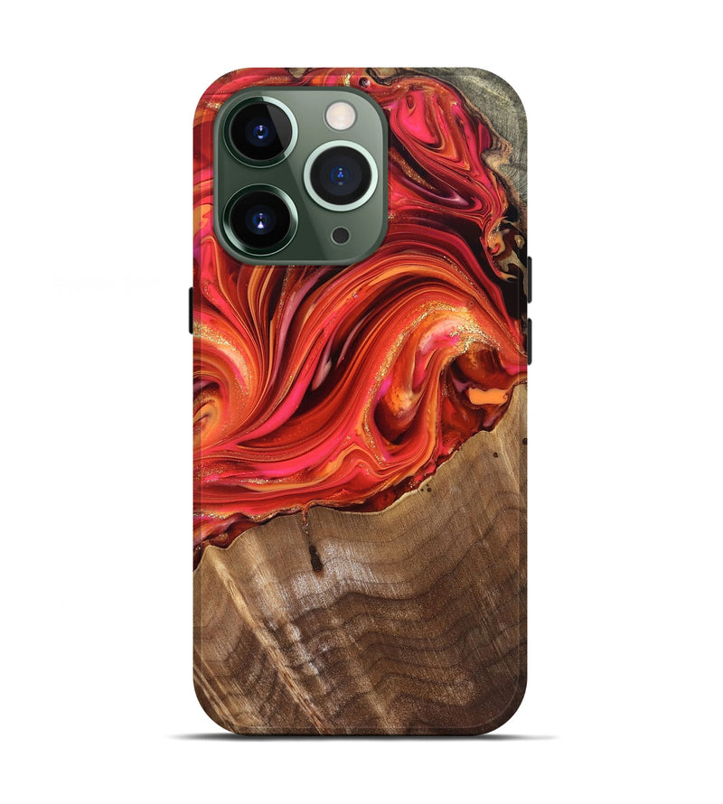 iPhone 13 Pro Wood Live Edge Phone Case - Valarie (Red, 820828)