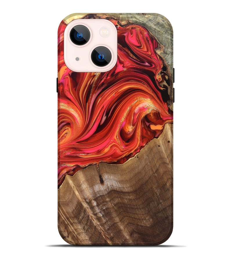iPhone 14 Plus Wood Live Edge Phone Case - Valarie (Red, 820828)