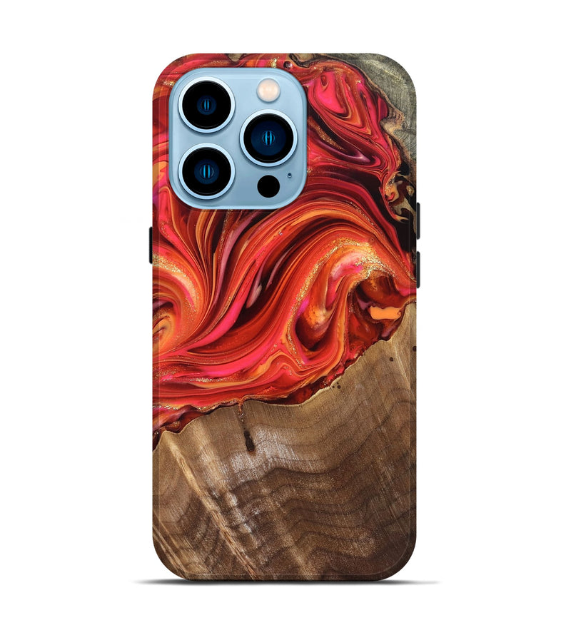 iPhone 14 Pro Wood Live Edge Phone Case - Valarie (Red, 820828)