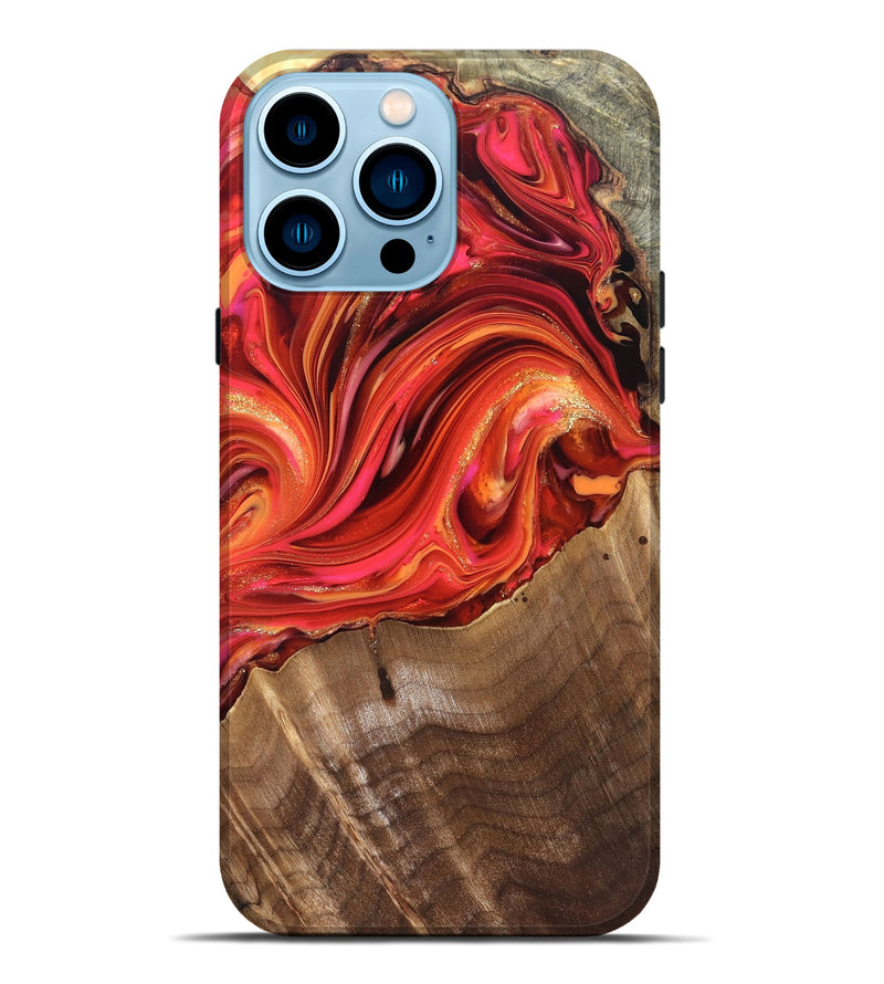 iPhone 14 Pro Max Wood Live Edge Phone Case - Valarie (Red, 820828)