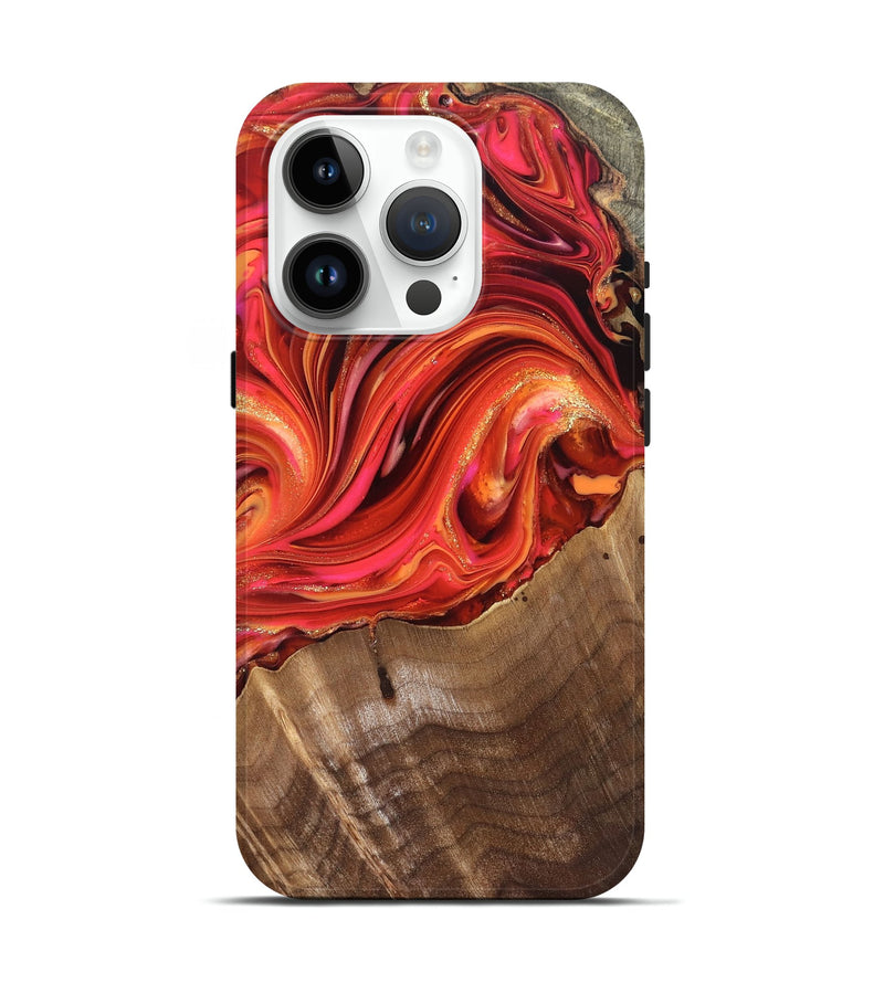 iPhone 15 Pro Wood Live Edge Phone Case - Valarie (Red, 820828)