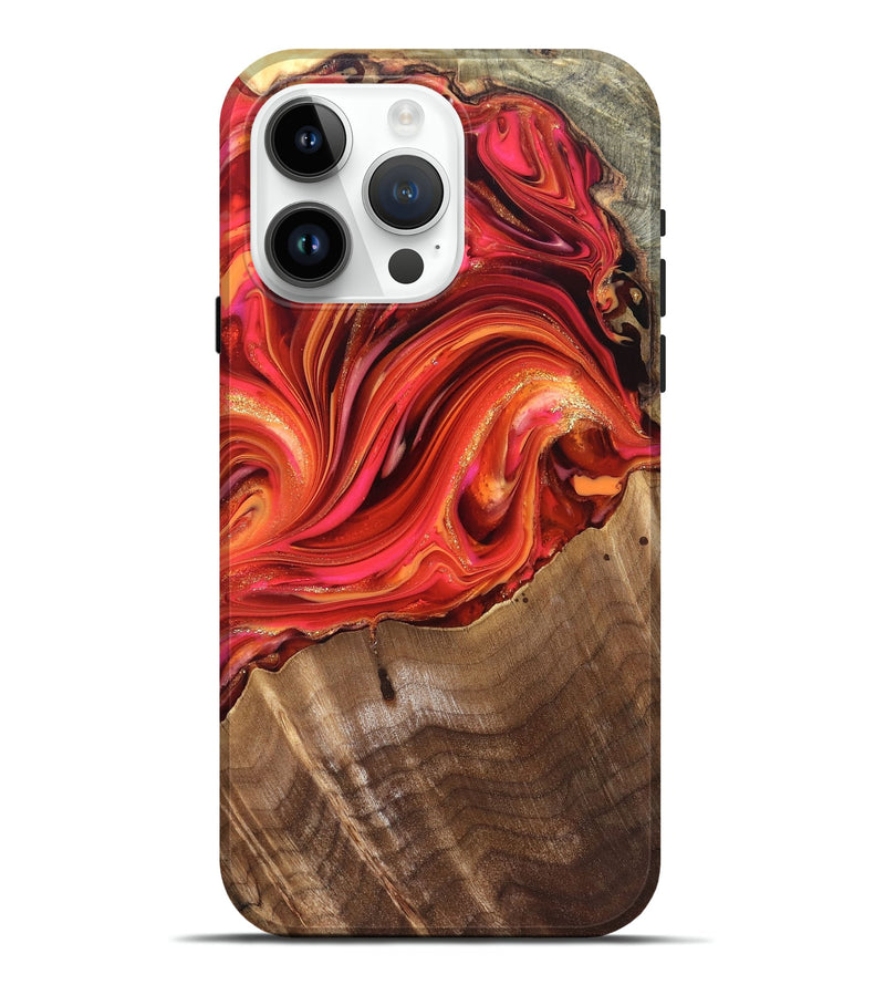 iPhone 15 Pro Max Wood Live Edge Phone Case - Valarie (Red, 820828)