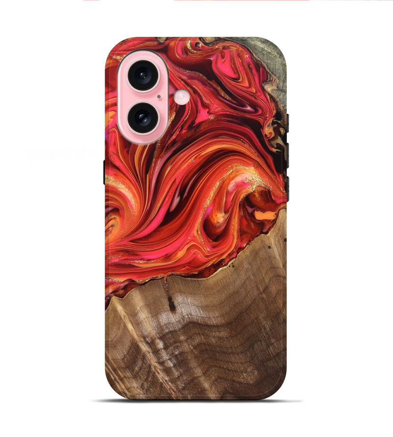 iPhone 16 Wood Live Edge Phone Case - Valarie (Red, 820828)