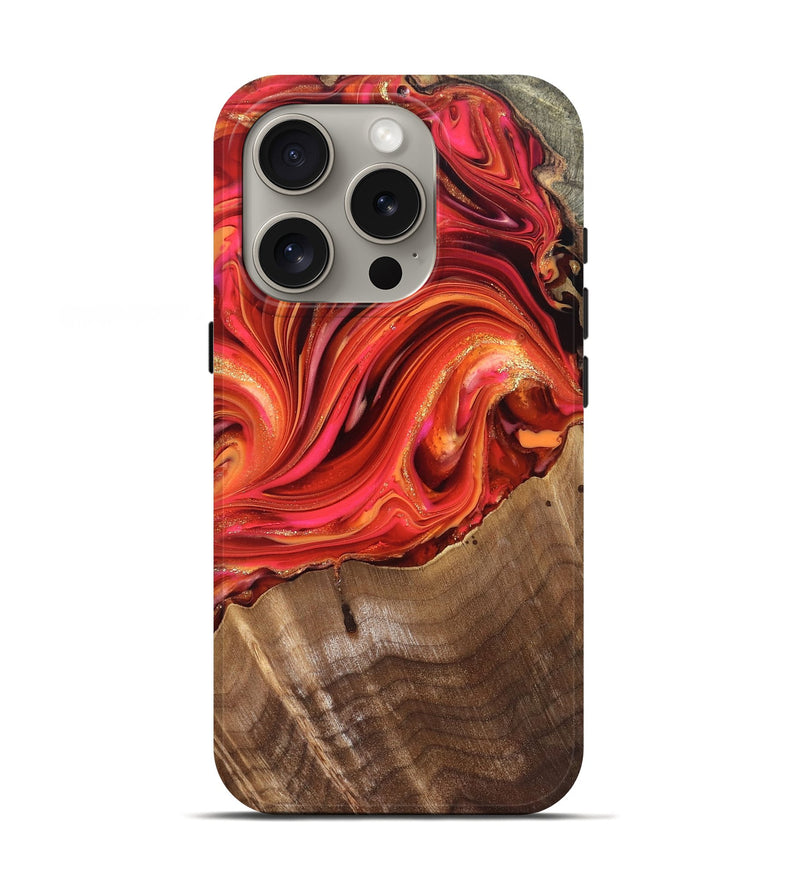 iPhone 16 Pro Wood Live Edge Phone Case - Valarie (Red, 820828)