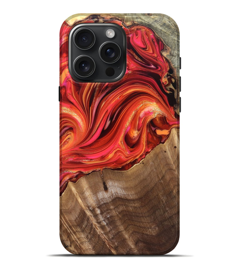 iPhone 16 Pro Max Wood Live Edge Phone Case - Valarie (Red, 820828)