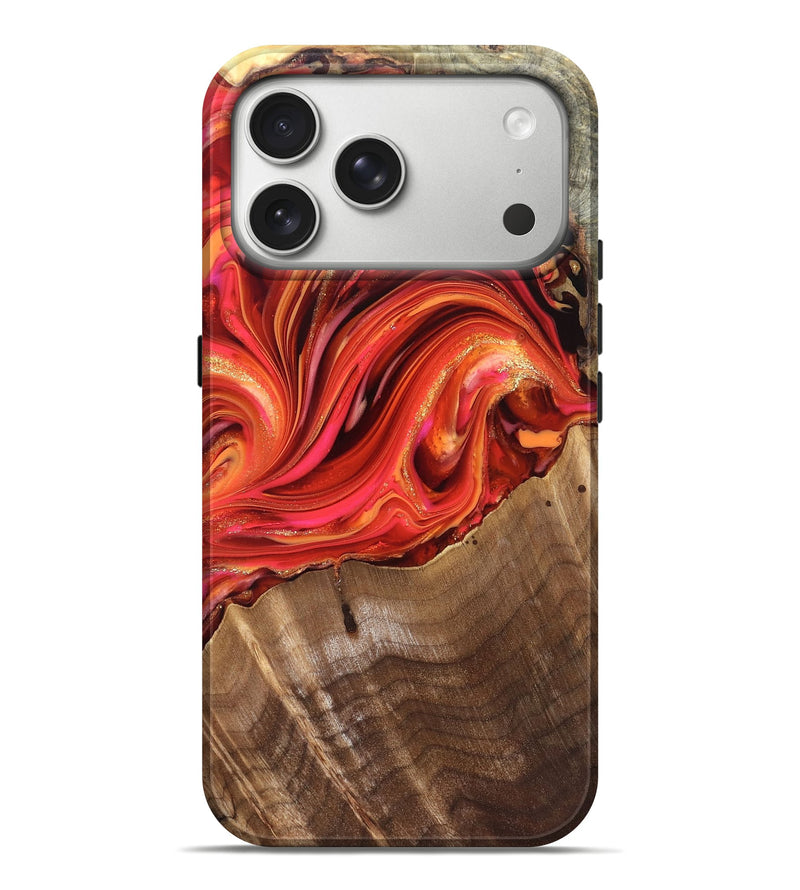 iPhone 17 Pro Max Wood Live Edge Phone Case - Valarie (Red, 820828)