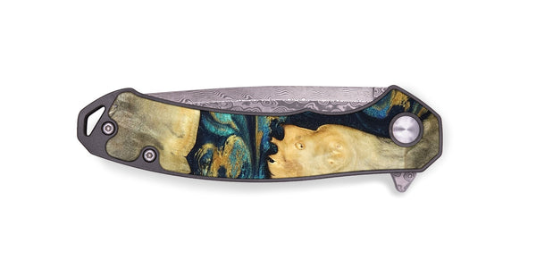 EDC Wood Pocket Knife - Rhoda (Teal & Gold, 820842)