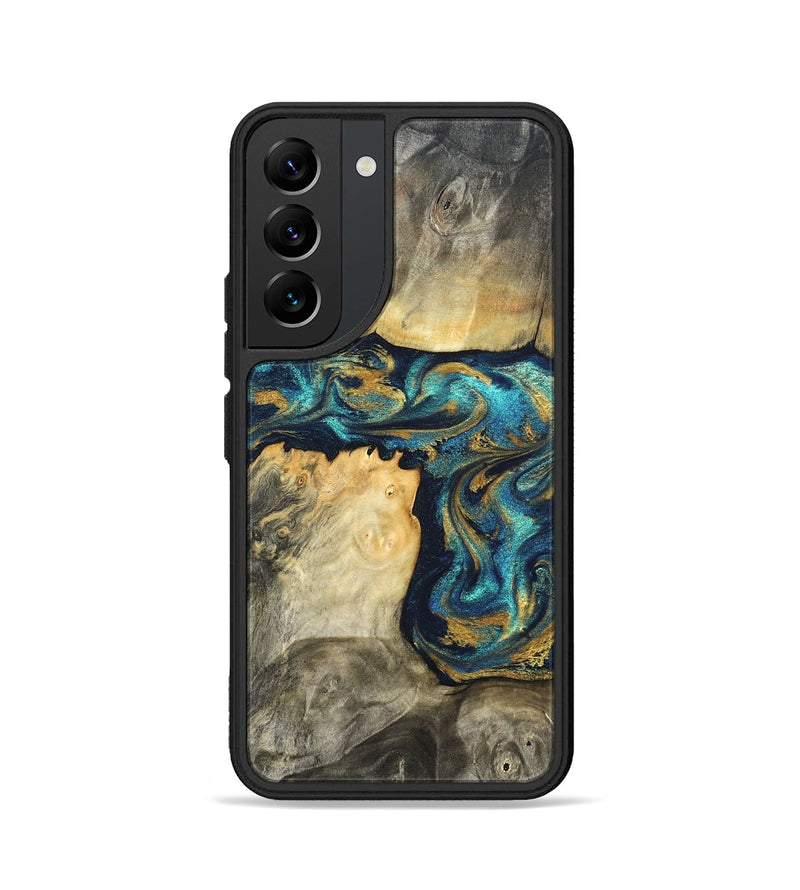 Galaxy S22 Wood Phone Case - Rhoda (Teal & Gold, 820842)